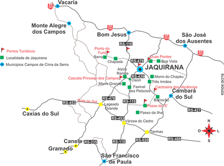 Mapa de localizao da cidade de Jaquirana/RS